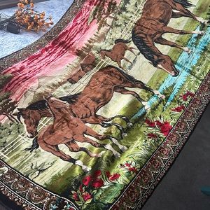 RARE Vintage 1960s Horse Landscape Tapestry, MADE IN LEBANON